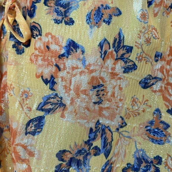 Tularosa Bodysuit Women's X Small XS Yellow Floral Long Sleeve Metallic - Picture 9 of 15